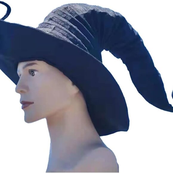 Halloween Witch Hat Black Crooked Large Ruched Witch Hat Women Accessory for Hal - Picture 3 of 6